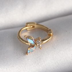 316L Çelik Gold Renk Zirkon Taşlı Kelebek Model Tragus Piercing