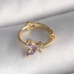 316L Çelik Gold Renk Zirkon Taşlı Kelebek Model Tragus Piercing