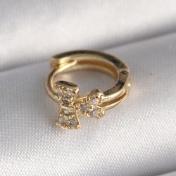 316L Çelik Gold Renk Zirkon Taşlı Kurdele Model Tragus Piercing