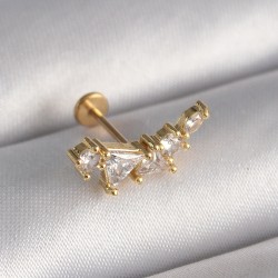 316L Çelik Gold Renk Zirkon Taşlı Tragus Piercing