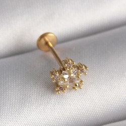 316L Çelik Gold Renk Zirkon Taşlı Yıldız Model Tragus Piercing