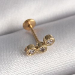 316L Çelik Gold Renk Zirkon Taşlı Tragus Piercing
