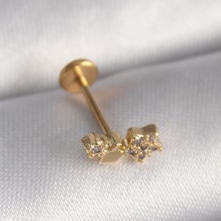 316L Çelik Gold Renk Zirkon Taşlı Yıldız Model Tragus Piercing