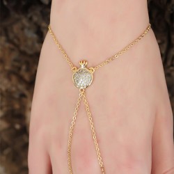 Gold Renk Zirkon Taşlı Nar Figürlü Şahmeran Bileklik