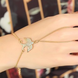 Gold Renk Zirkon Taşlı Kırlangıç Şahmeran Bileklik