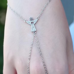 Melek Figürlü Zirkon Taşlı Silver Renk Şahmeran Bileklik