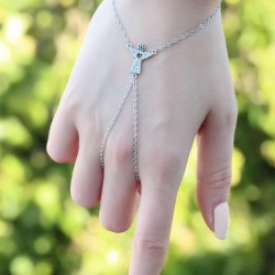 Melek Figürlü Zirkon Taşlı Silver Renk Şahmeran Bileklik