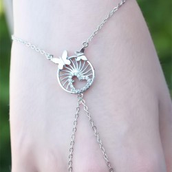 Kalp Figürlü Zirkon Taşlı Silver Renk Şahmeran Bileklik