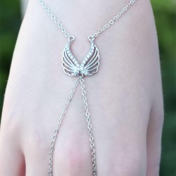 Melek Kanadı Figürlü Zirkon Taşlı Silver Renkli Şahmeran Bileklik