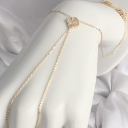 Pirinç Gold Renk İşlemeli Yonca Model Kadın Şahmeran