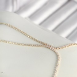 Pirinç Gold Renk Zirkon Taşlı Su Yolu Kadın Şahmeran