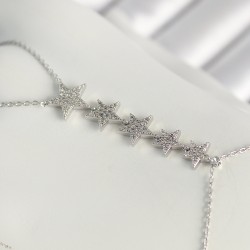 Pirinç Gümüş Renk Zirkon Taşlı Yıldız Model Kadın Şahmeran