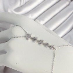 Pirinç Gümüş Renk Zirkon Taşlı Yıldız Model Kadın Şahmeran