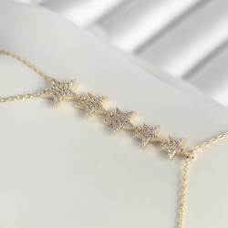 Pirinç Gold Renk Zirkon Taşlı Yıldız Model Kadın Şahmeran