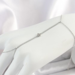 Pirinç Gümüş Renk Su Yolu Zirkon Taşlı Yonca Model Kadın Şahmeran