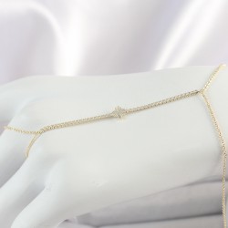 Pirinç Gold Renk Su Yolu Zirkon Taşlı Yonca Model Kadın Şahmeran