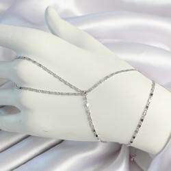 Pirinç Gümüş Renk Parçalı Ezme Zincirli Şahmeran