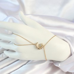 316L Çelik Gold Renk Zincirli Zirkon Taşlı Ay Figürlü Şahmeran