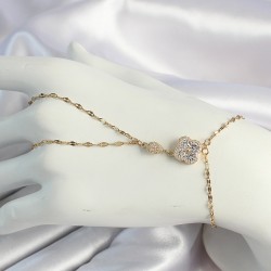316L Çelik Gold Renk Zincirli Yonca Figürlü Zirkon Taşlı Şahmeran