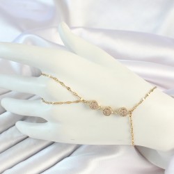 316L Çelik Gold Renk Zincirli Baget Zirkon Taşlı Şahmeran