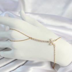 316L Çelik Gold Renk Zincirli Zirkon Taşlı Çiçek Figürlü Şahmeran