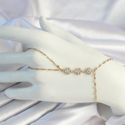 316L Çelik Zincirli Gold Renk Yonca Zirkon Taşlı Şahmeran