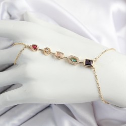 Pirinç Renkli Zirkon Taşlı Y Model Gold Renk Kadın Şahmeran