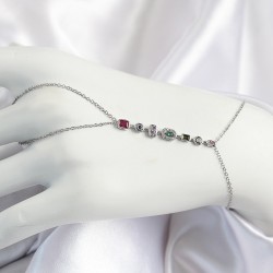 Pirinç Renkli Zirkon Taşlı Y Model Gümüş Renk Kadın Şahmeran