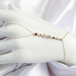 Pirinç Renkli Zirkon Taşlı Y Model Gold Renk Kadın Şahmeran