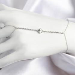 Pirinç Zirkon Taşlı Yonca Model Gümüş Renk Şahmeran