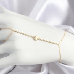 Pirinç Zirkon Taşlı Yonca Model Gold Renk Şahmeran