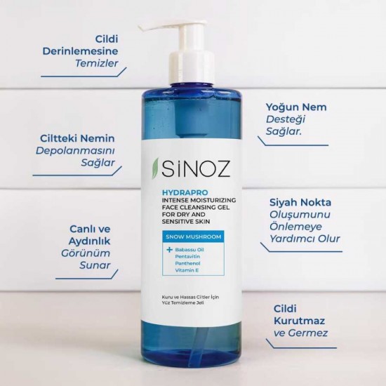 Sinoz Hydrapro Kuru ve Hassas Ciltler İçin Yüz Temizleme Jeli 400 ml Sinoz Hydrapro Kuru ve Hassas Ciltler İçin Yüz Temizleme Jeli 400 ml