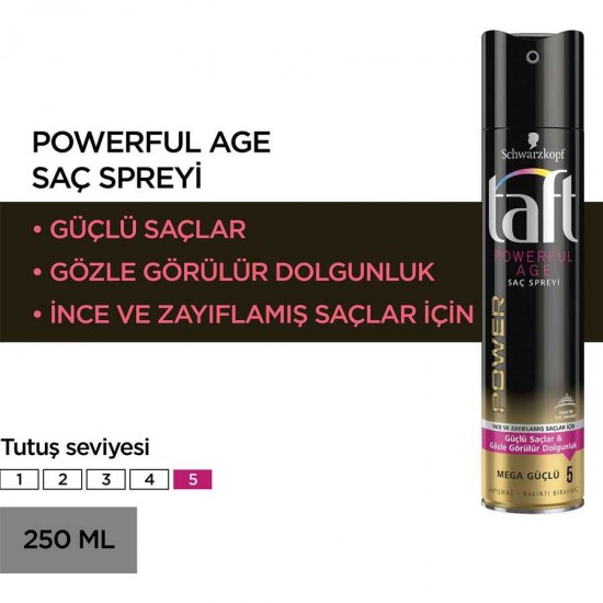 Taft Sprey Powerful Age Mega Güçlü Tutuş 250 ml