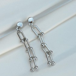 Yeni Sezon Gümüş Renk Tiffany Tasarımlı Küpe