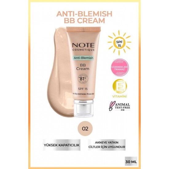 Note Anti - Blemish BB Cream Akneye Yatkın Ciltler 02 Note Anti - Blemish BB Cream Akneye Yatkın Ciltler 02